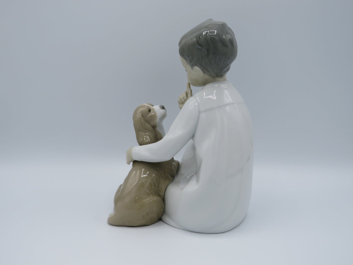 Retired Lladro Boy with Dog Figurine #4522 - Matte Finish