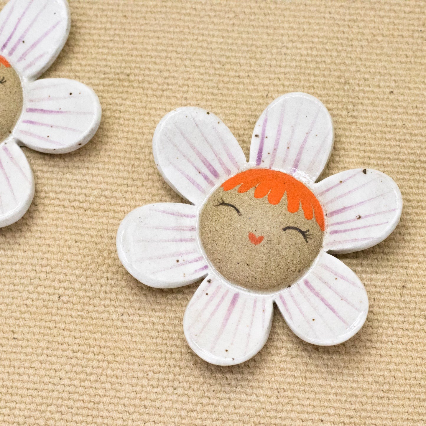 2" Wallflower (White Cheerful with Orange Hair) by Jennifer Fujimoto