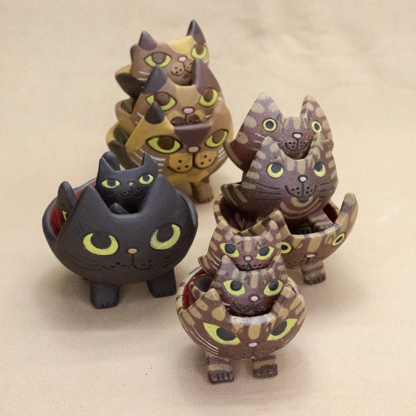 Cat Bowls (Sets of 3) by Yuka Nakano