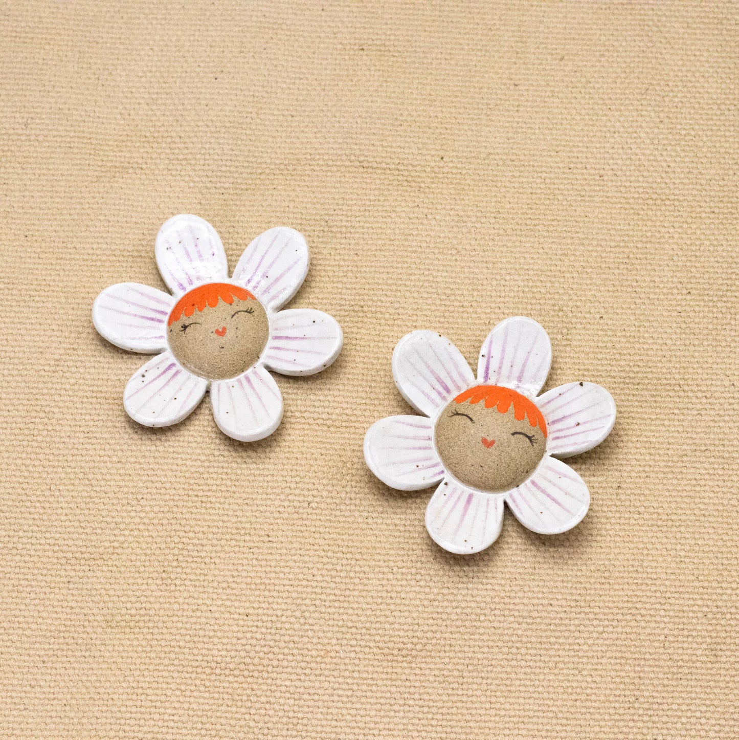 2" Wallflower (White Cheerful with Orange Hair) by Jennifer Fujimoto