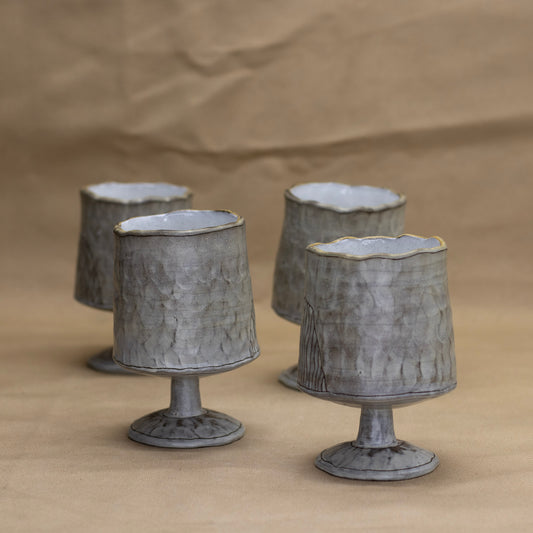 Stemmed Cup with Lines by Nina Berinstein