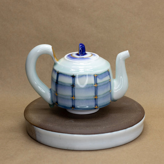 Striped Blue and White Teapot by Matt Watterson