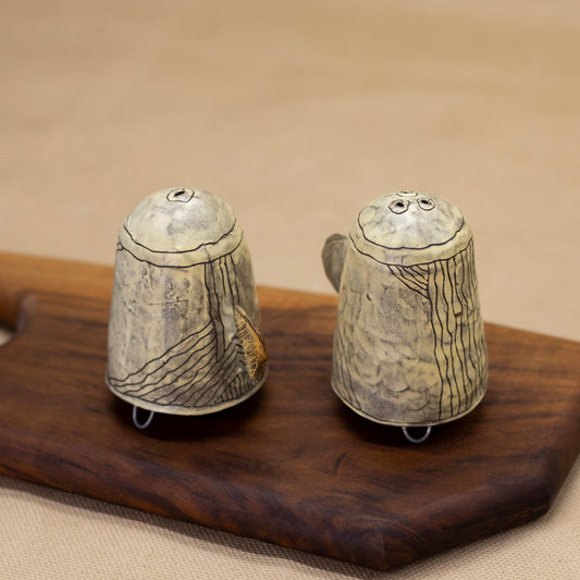 Salt & Pepper Shakers with Lines by Nina Berinstein