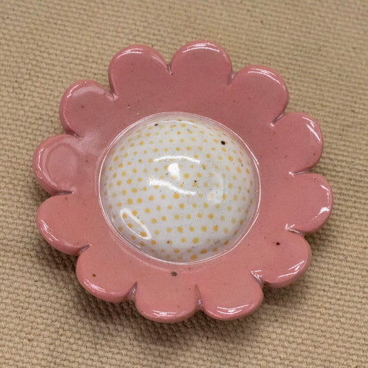 3" Wallflower (12 Pink Petal with Yellow Dots) by Jennifer Fujimoto