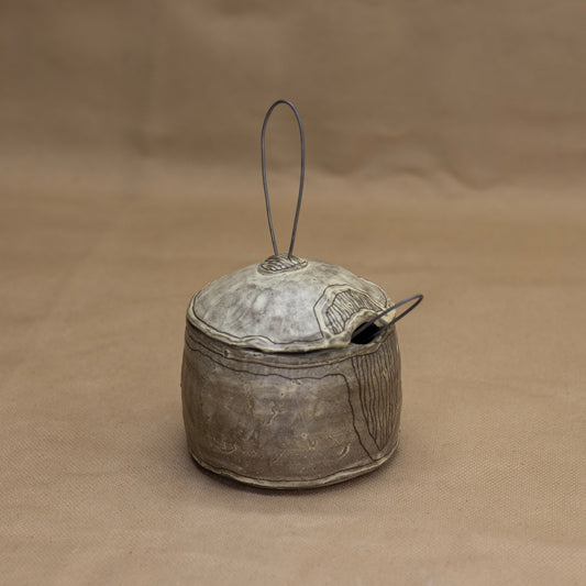 Salt Cellar & Spoon with Lines by Nina Berinstein