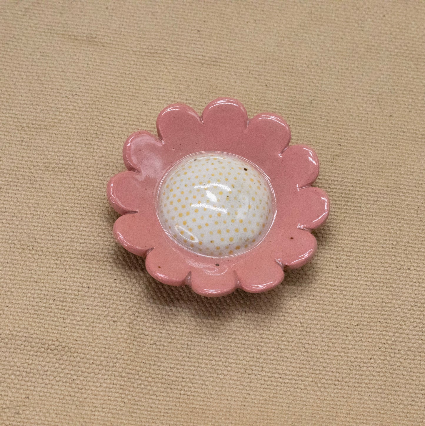 3" Wallflower (12 Pink Petal with Yellow Dots) by Jennifer Fujimoto