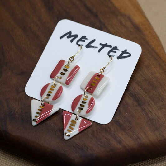 Triple Drop Earrings by Melted Porcelain