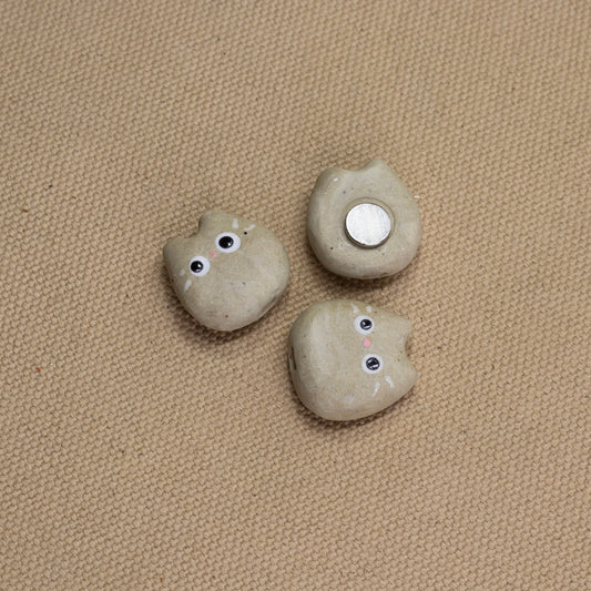 Beige Kitty Magnets (White Eyes) by Hei Mao Studio