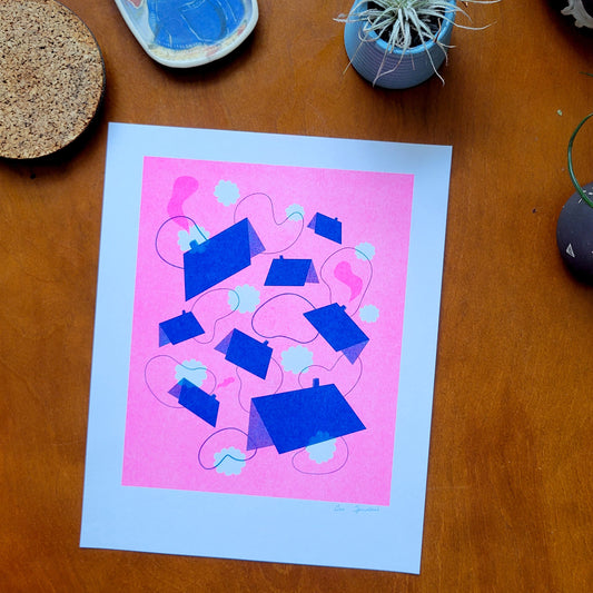 Cozy Home Risograph Print by Coco Spadoni